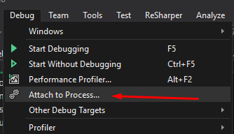 Attach to process in Visual Studio